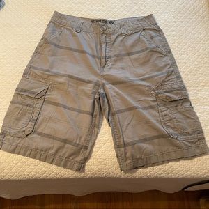 Men’s grey striped Surplus cargo shorts size 34